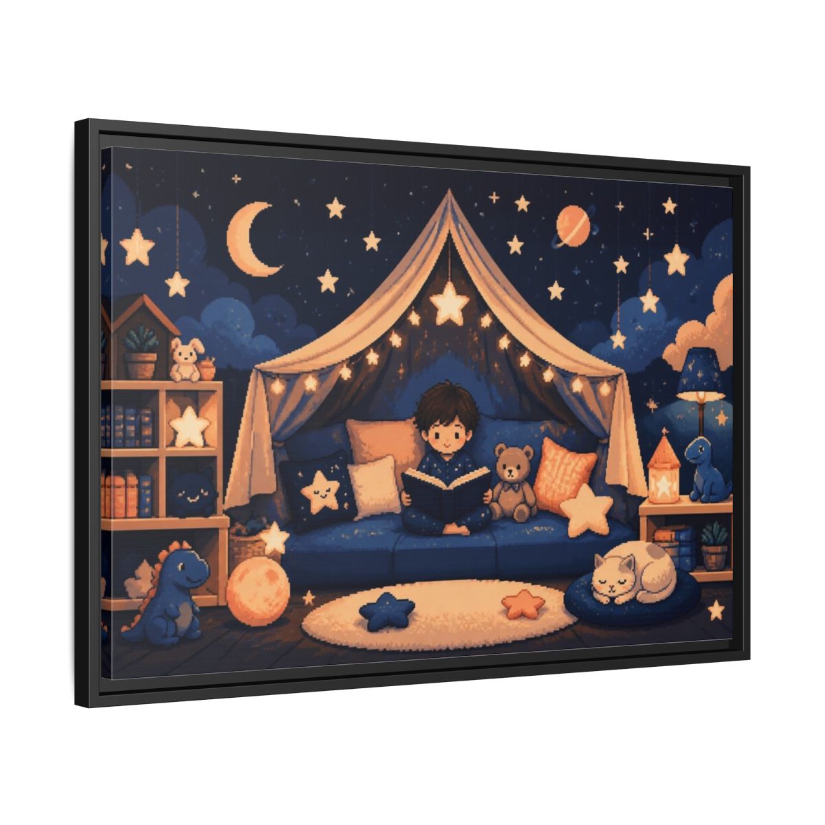 Side Mockup 14. Kids Starry Reading Nook shown as framed canvas print