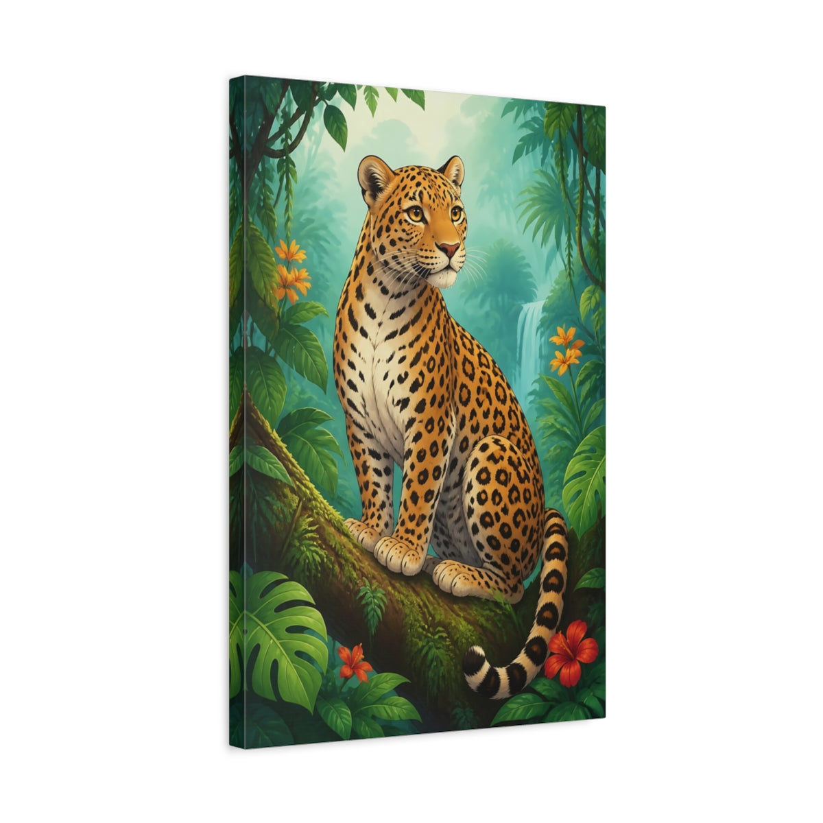 Side Mockup 3. Leopard Jungle Animals shown as canvas print