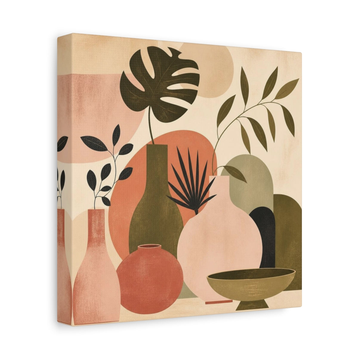 Side Mockup 9. Modern Blush Vases shown as canvas print