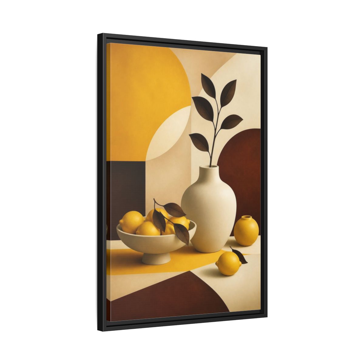 Side Mockup 14. Modern Lemon Still Life shown as framed canvas print