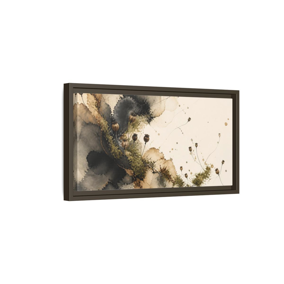 Side Mockup 7. Modern Seed Pod Study shown as framed canvas print