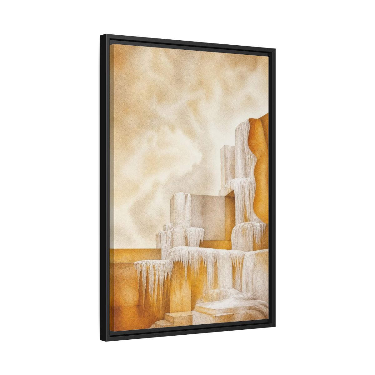 Side Mockup 14. Modern Stone Terraces shown as framed canvas print