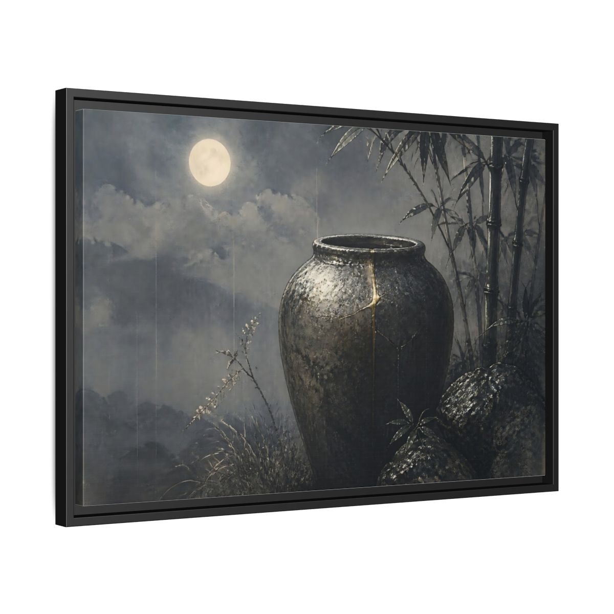 Side Mockup 14. Moonlit Ceramic Jar shown as framed canvas print