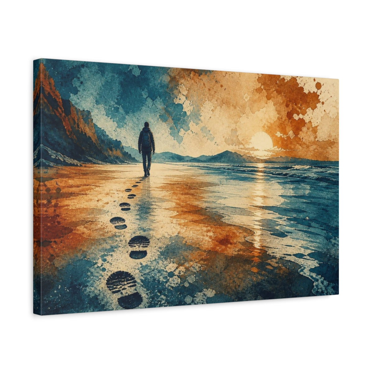Side Mockup 3. Motivation: Lone Walker shown as canvas print