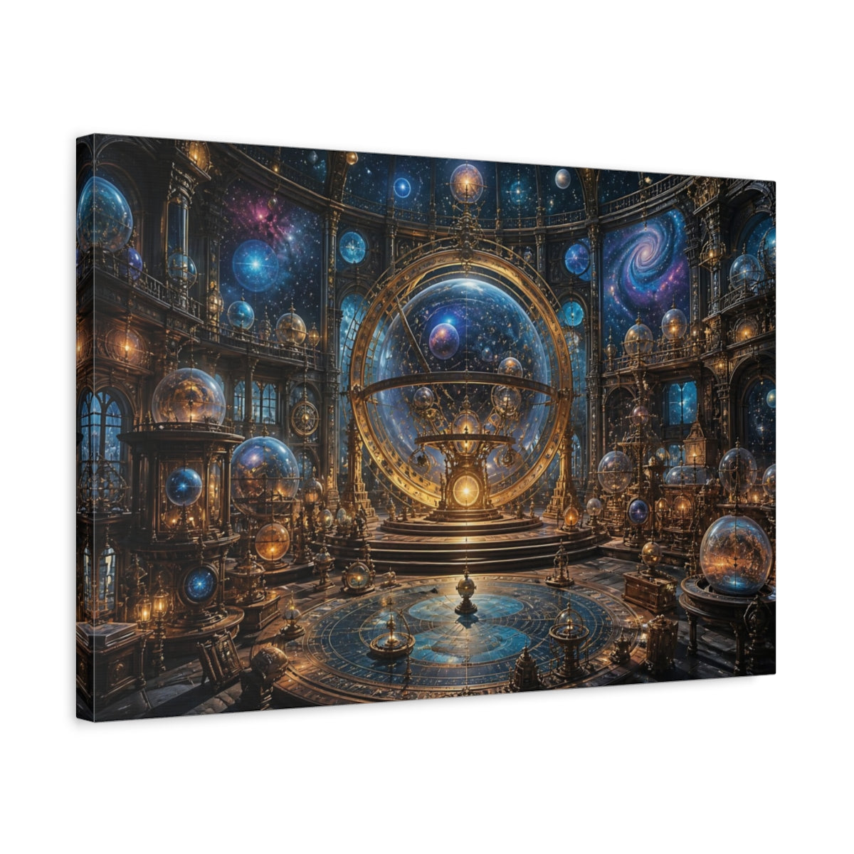Side Mockup 3. Mystical Observatory Armillary Sphere shown as canvas print