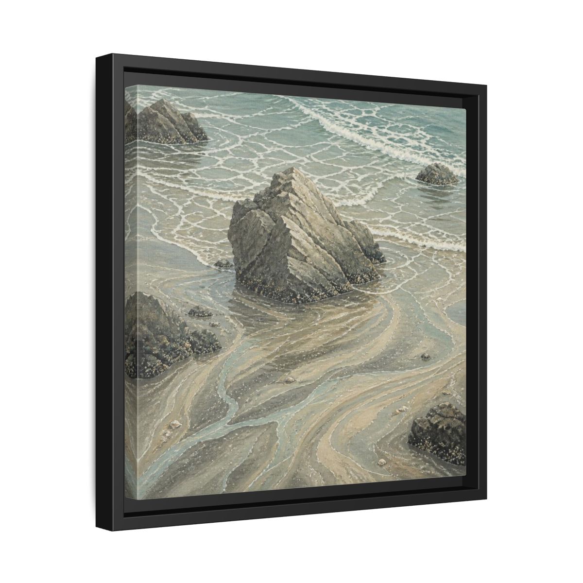 Side Mockup 32. Nature Coastal Rock shown as framed canvas print