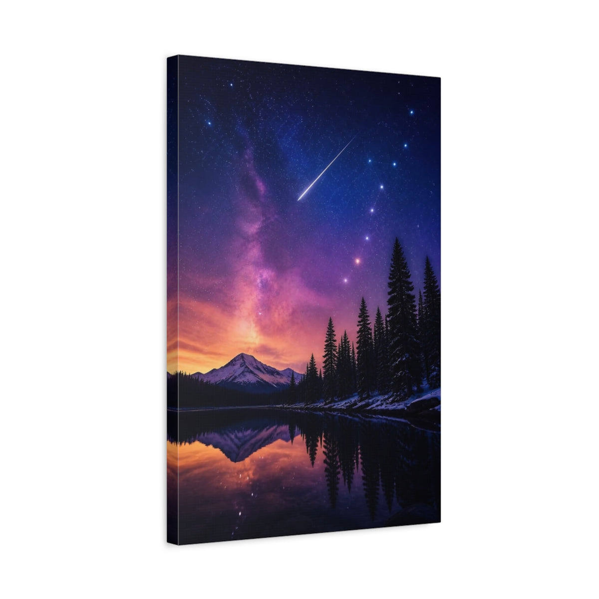 Side Mockup 3. Night Sky Over Mountain shown as canvas print