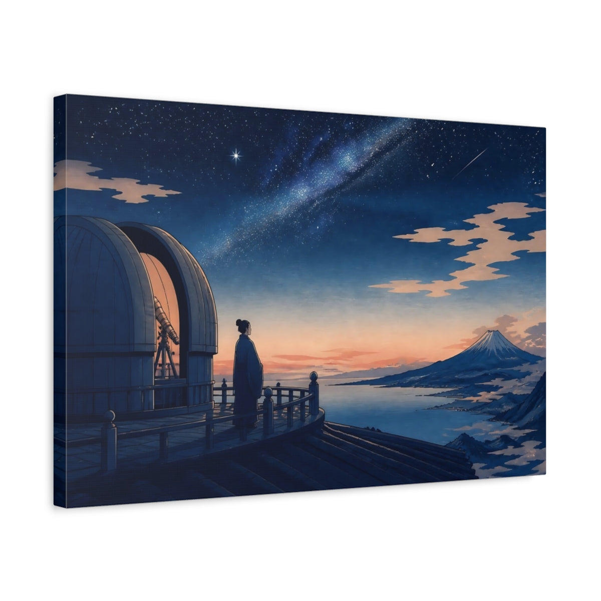 Side Mockup 3. Night Sky Over Observatory shown as canvas print