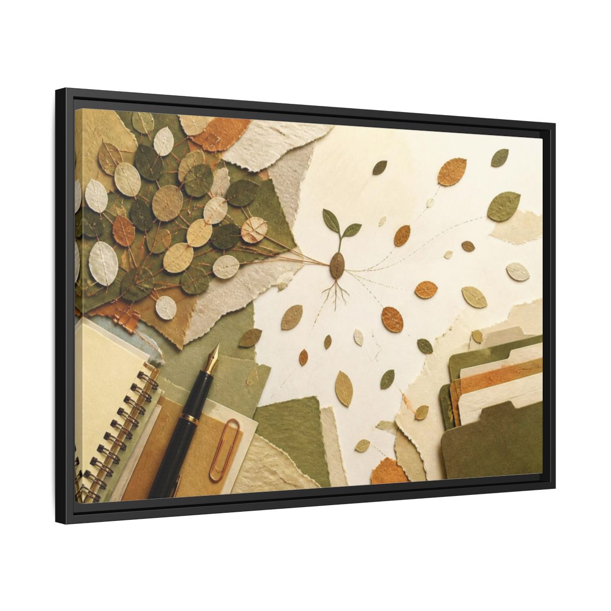 Side Mockup 14. Office Seedling Collage shown as framed canvas print