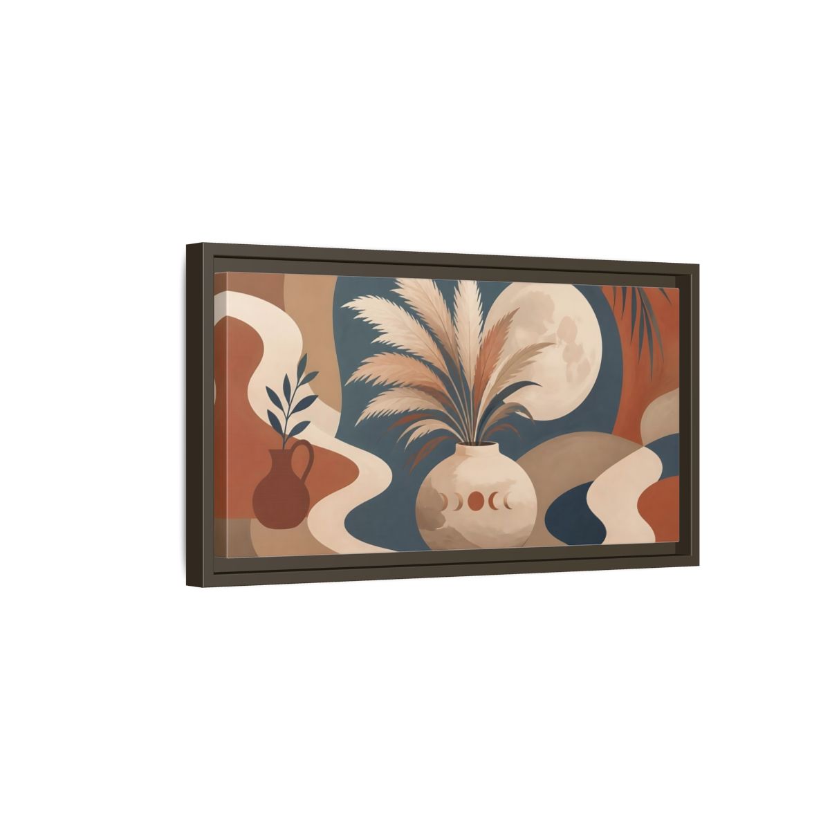 Side Mockup 7. Pampas Grass Moon Vase shown as framed canvas print