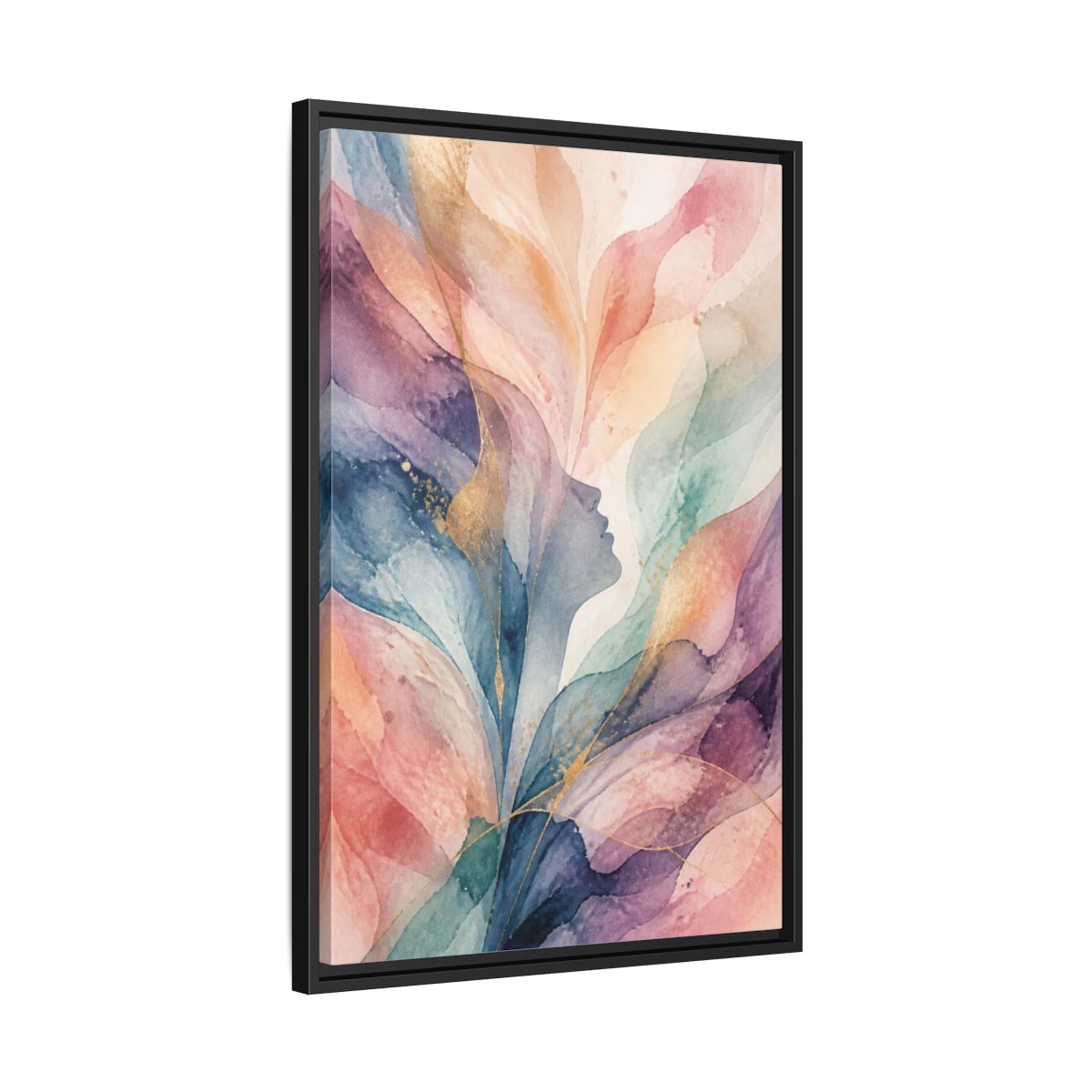Side Mockup 14. Pastel Abstract Silhouette shown as framed canvas print