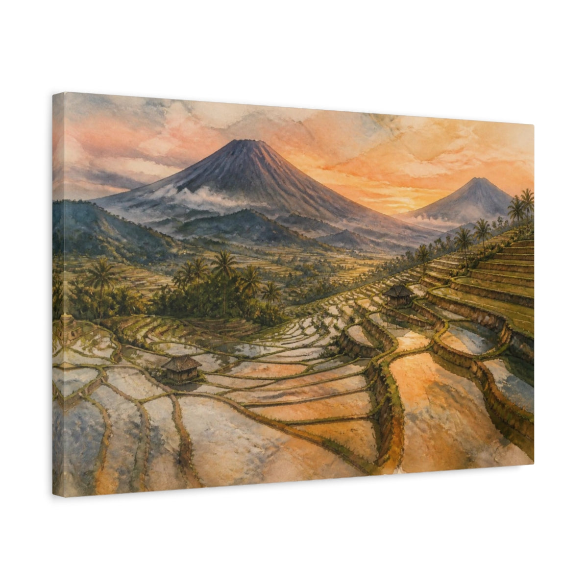 Side Mockup 3. Rice Terrace Landscape shown as canvas print