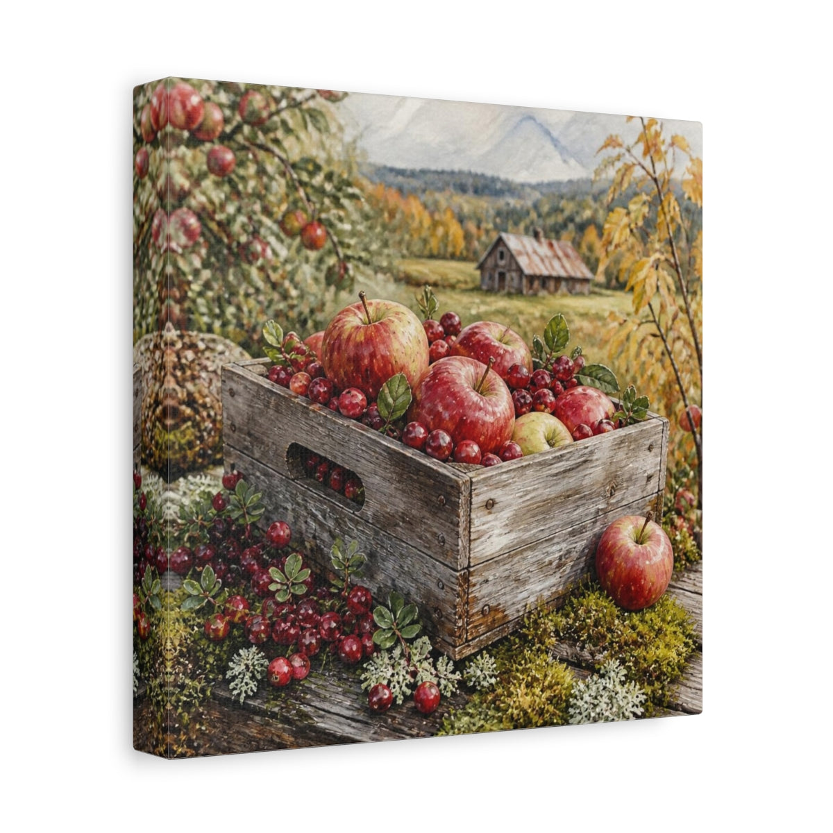 Side Mockup 9. Rustic Apple Crate shown as canvas print