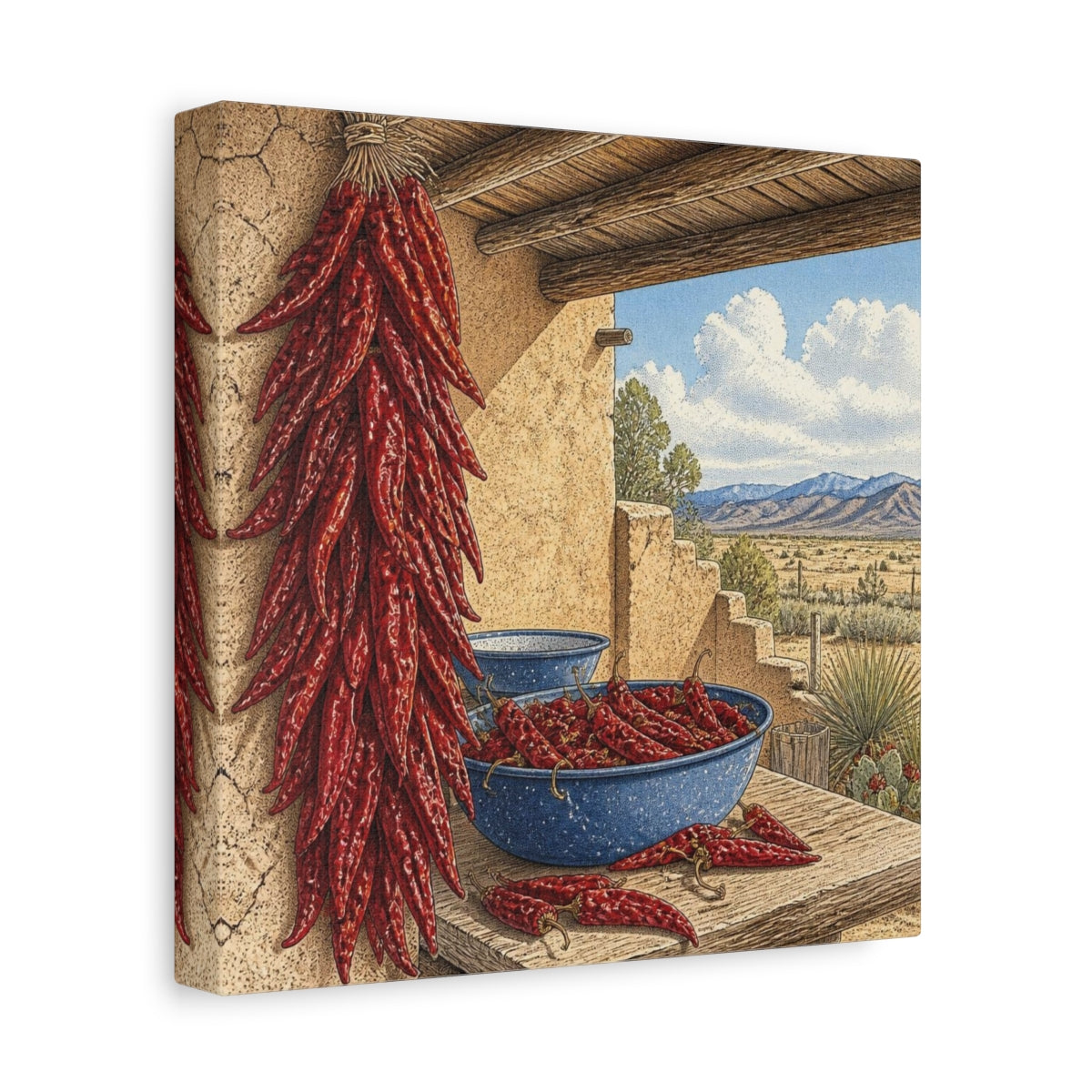 Side Mockup 9. Rustic Red Chile Ristra shown as canvas print