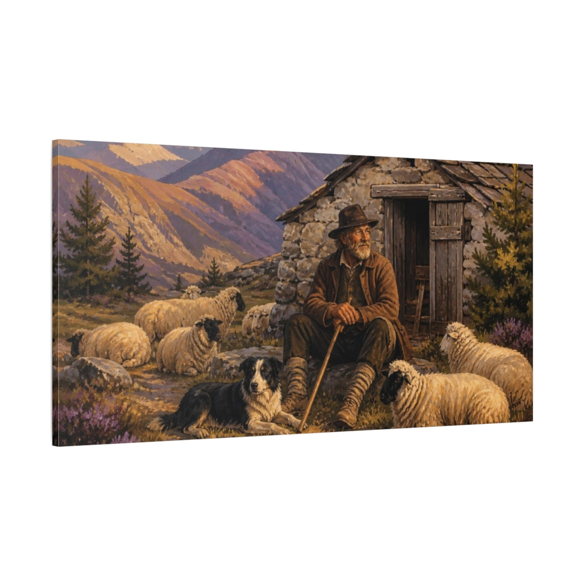 Side Mockup 2. Rustic Shepherd's Rest shown as canvas print