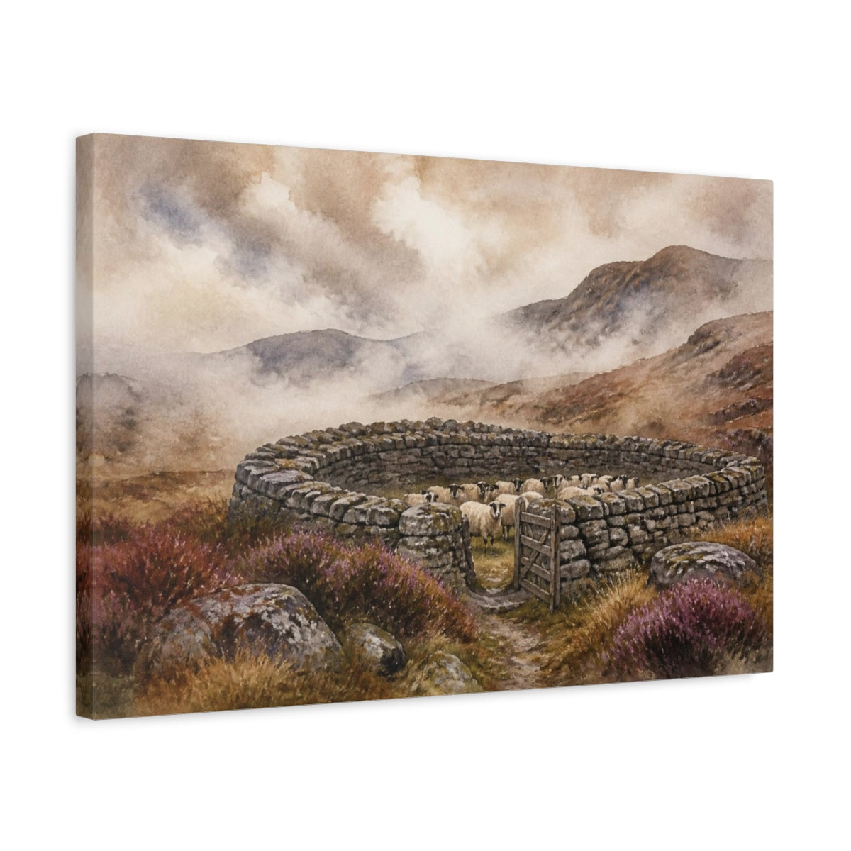 Side Mockup 3. Rustic Stone Sheepfold shown as canvas print