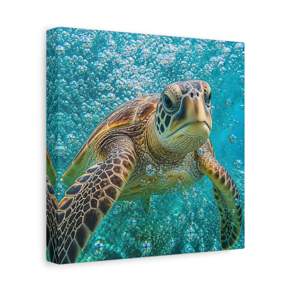 Side Mockup 9. Sea Turtle Animal Portrait shown as canvas print