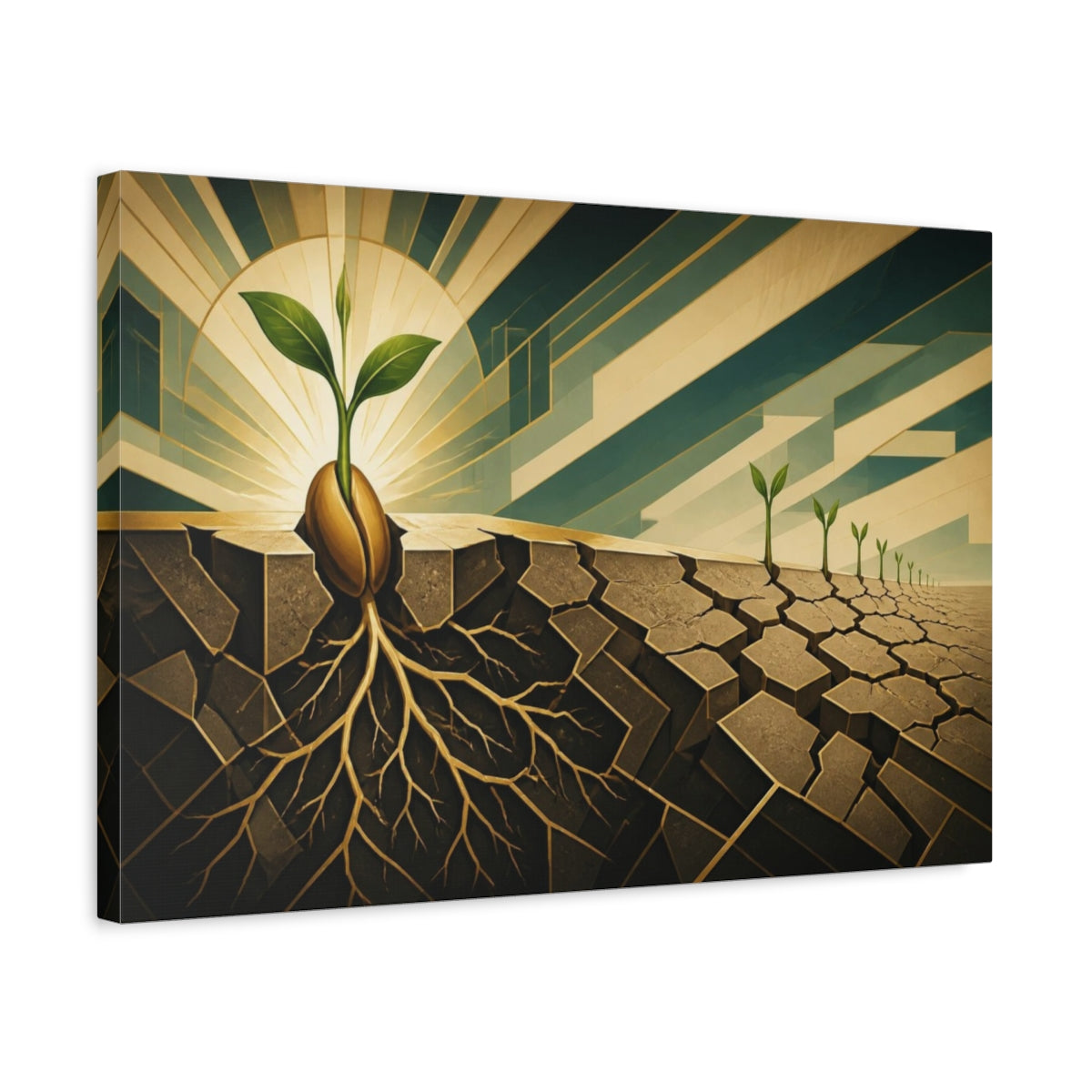 Side Mockup 3. Seedling Of Motivation shown as canvas print