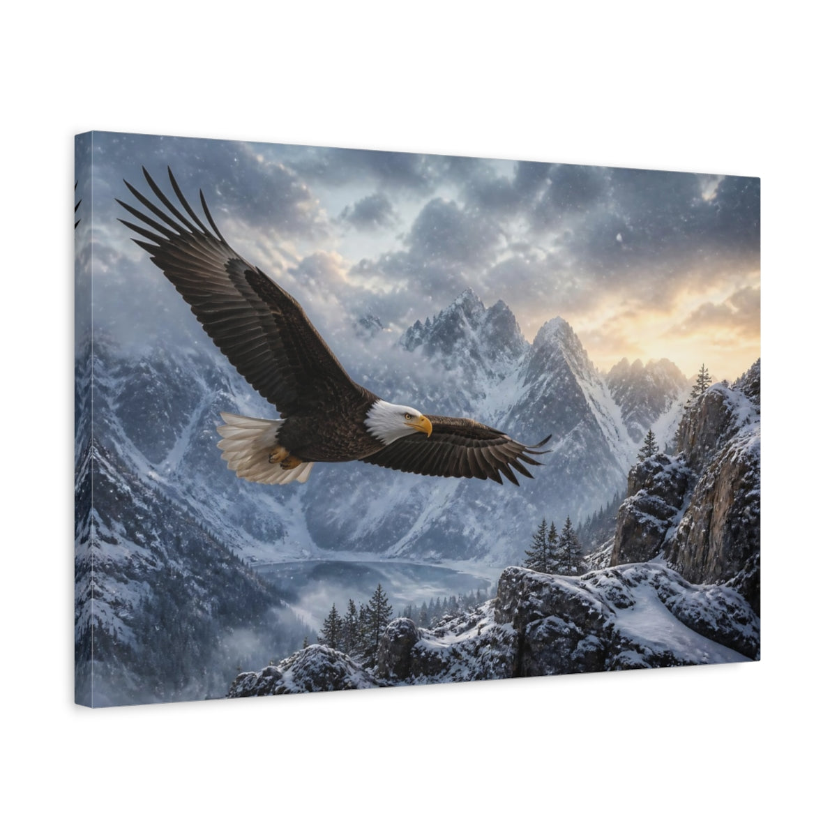 Side Mockup 3. Soaring Eagle Mountain Landscape shown as canvas print