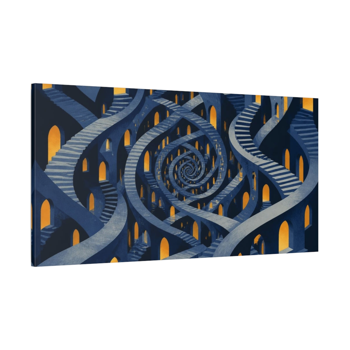 Side Mockup 2. Spiral Corridor Illusion shown as canvas print