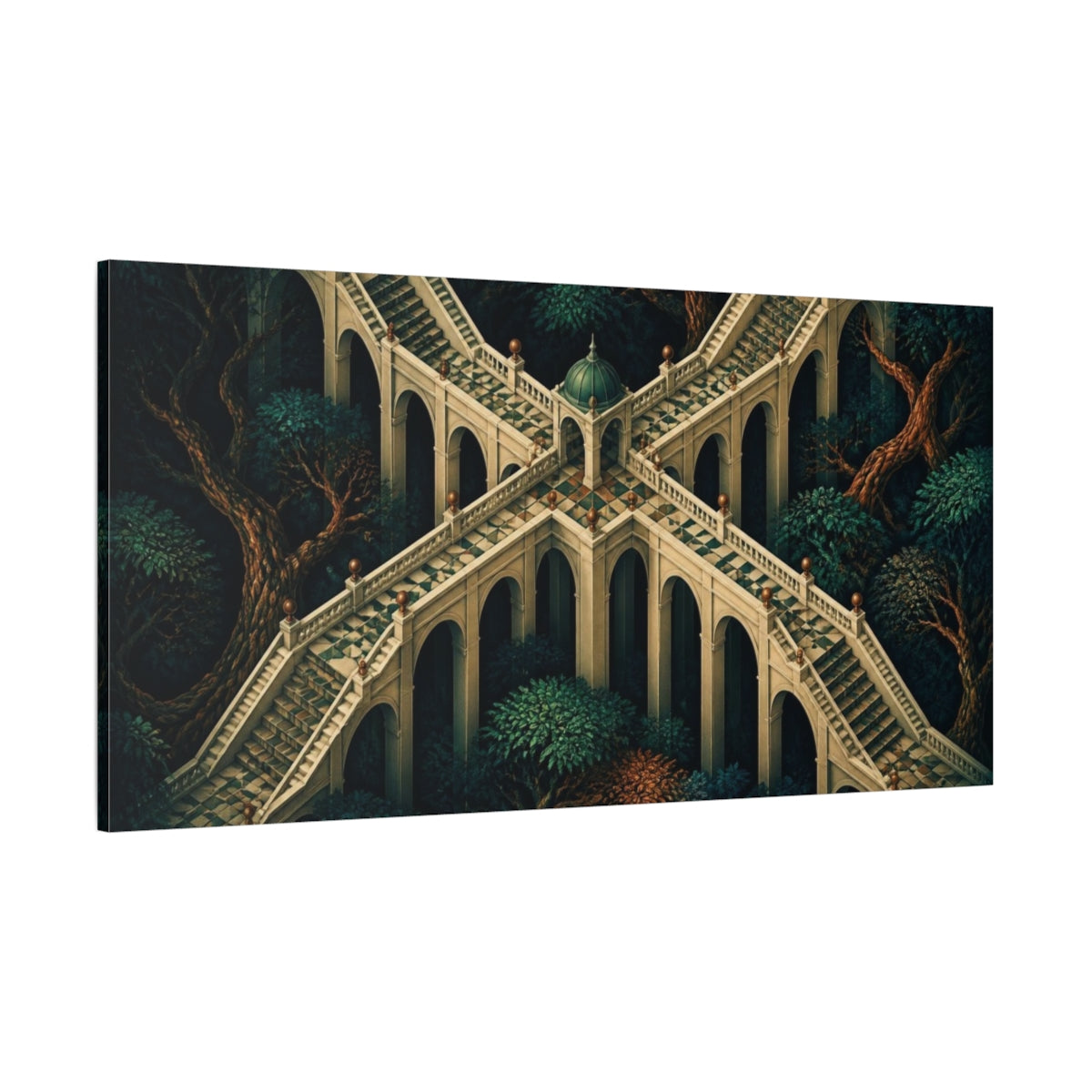 Side Mockup 2. Stone Stairway Illusion shown as canvas print