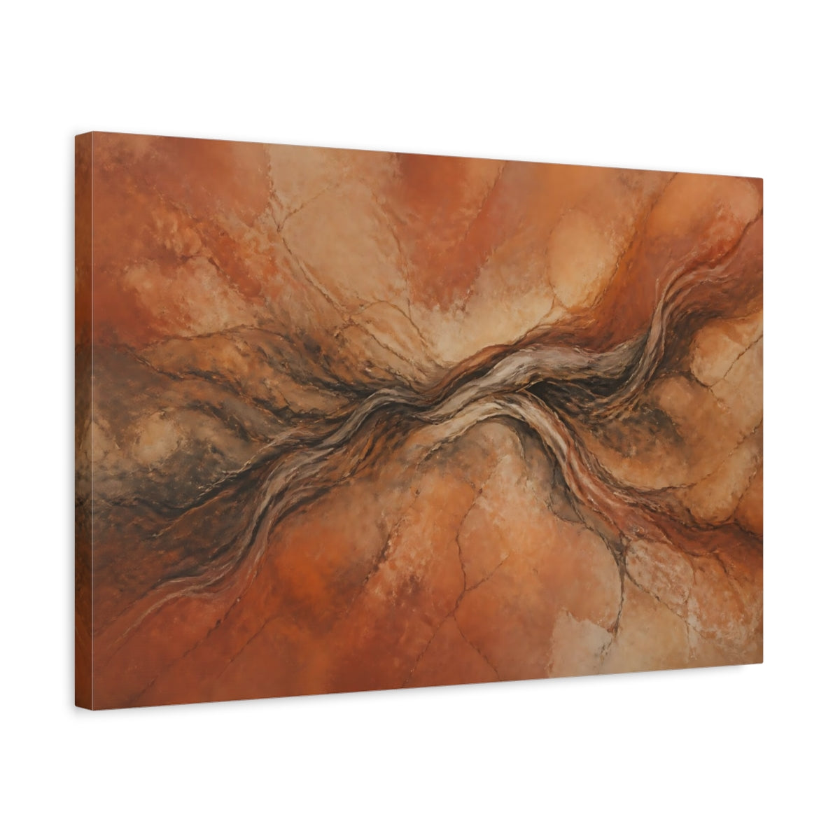 Side Mockup 3. Swirling Earth Strata shown as canvas print
