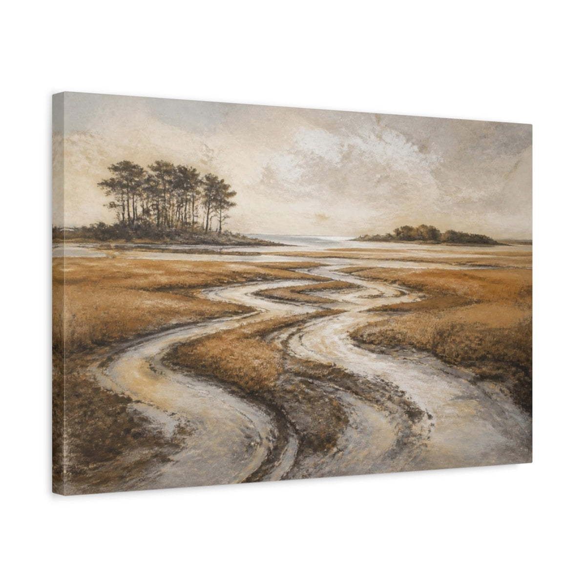 Side Mockup 3. Tidal Marsh Landscape shown as canvas print