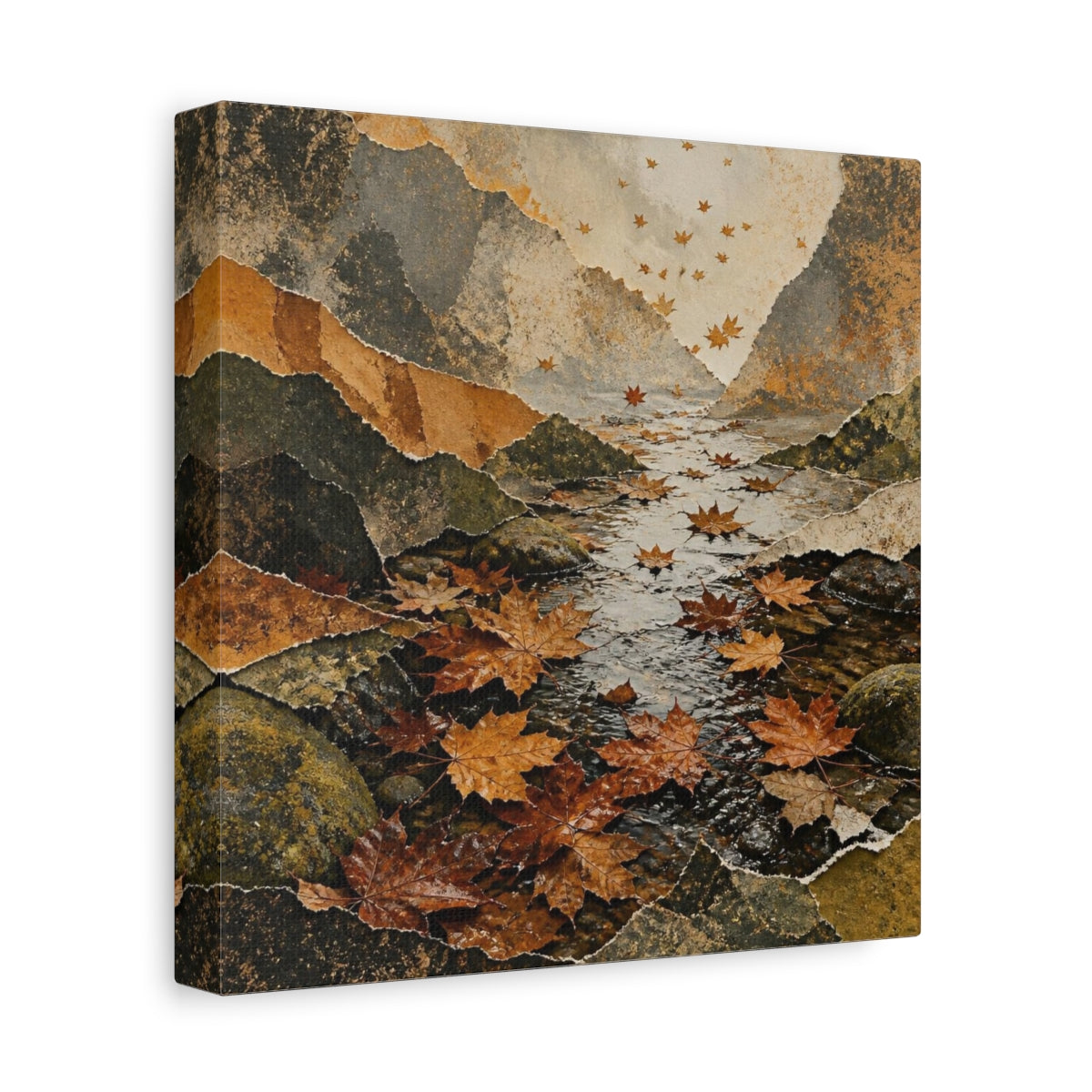 Side Mockup 9. Wabi Sabi Autumn Leaves shown as canvas print