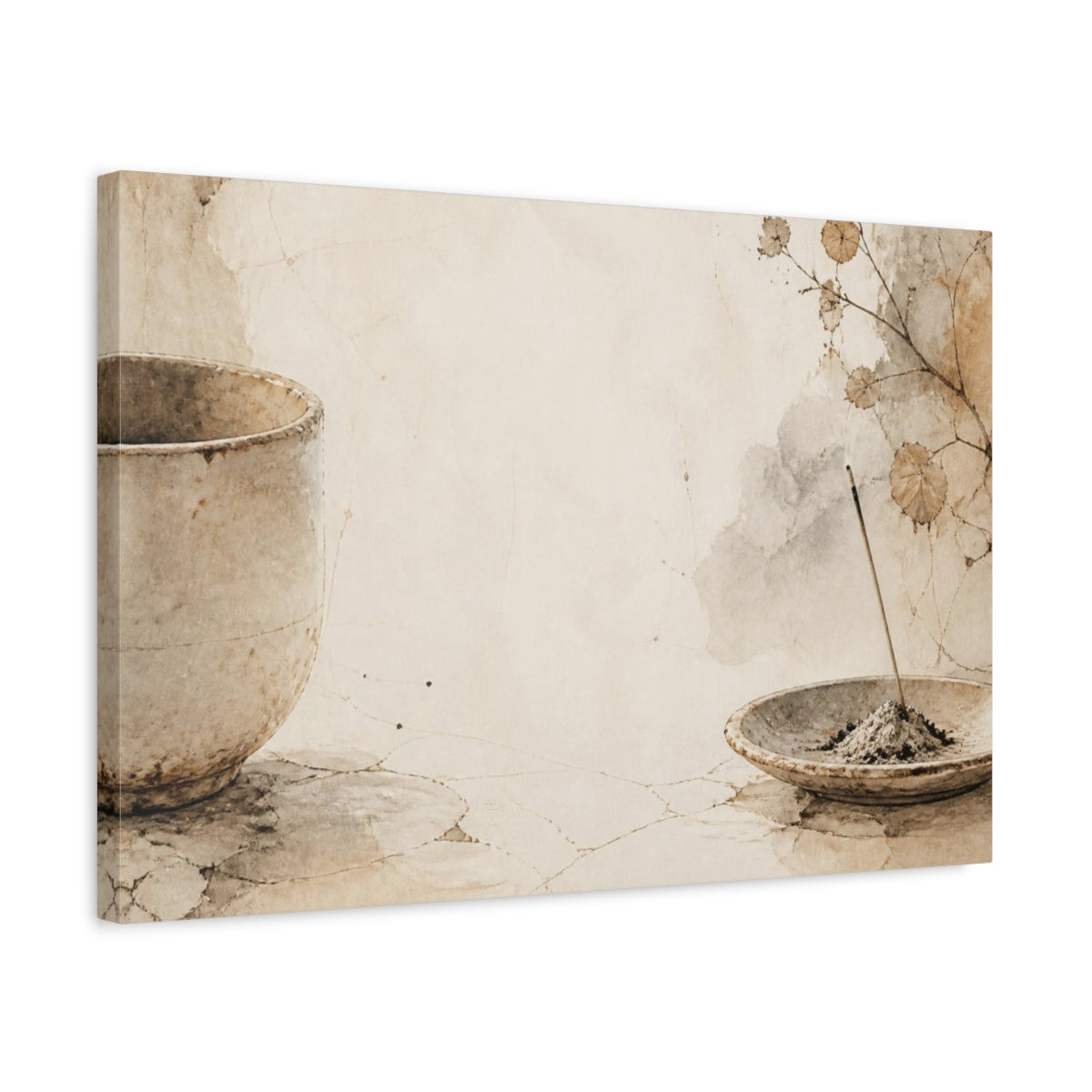 Side Mockup 3. Wabi Sabi Ceramic Cup shown as canvas print
