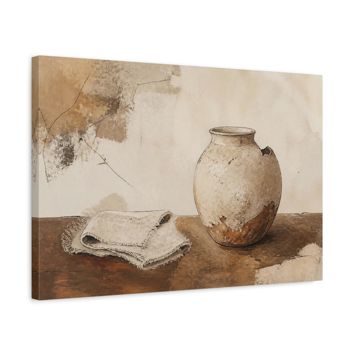 Side Mockup 3. Wabi Sabi Chipped Vase shown as canvas print