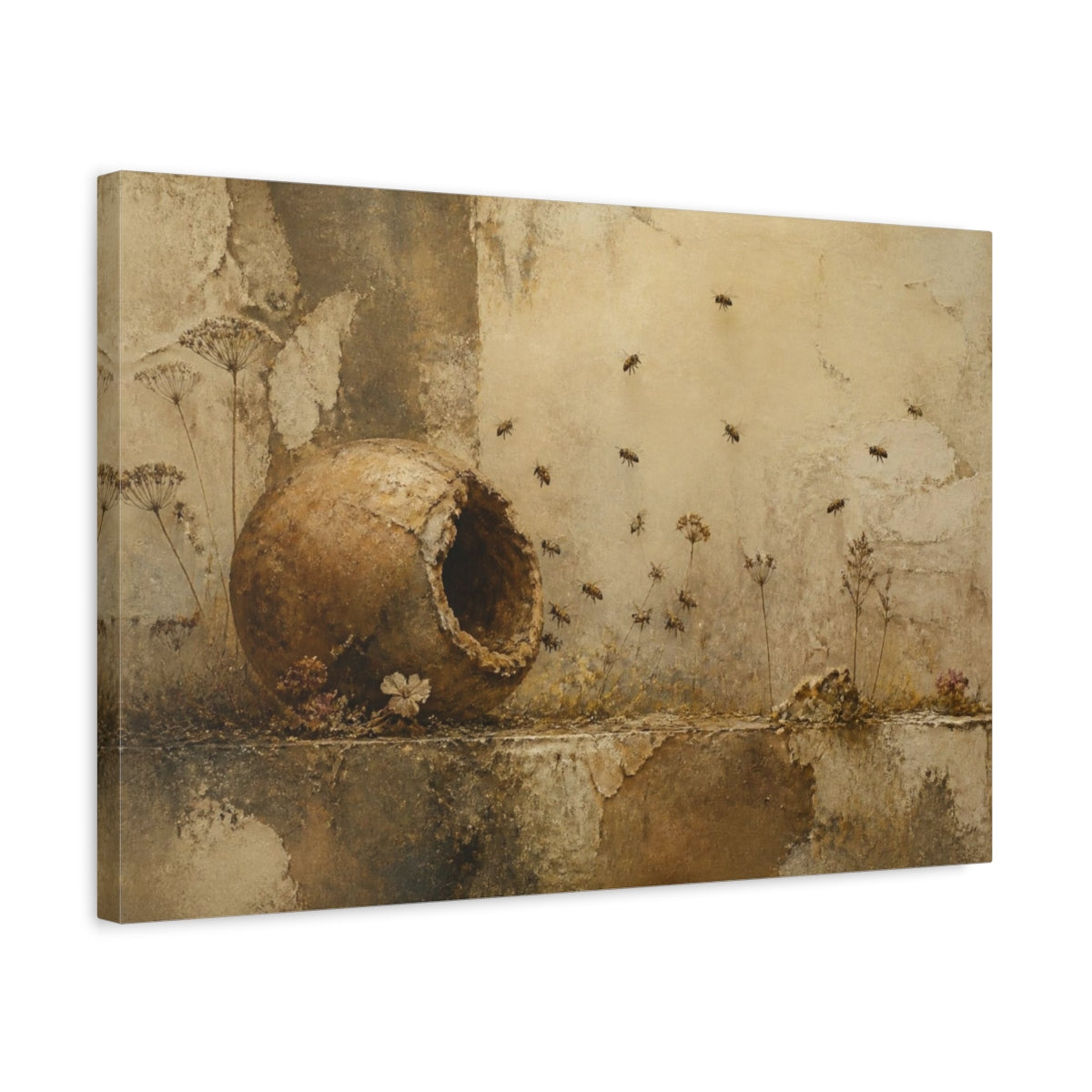 Side Mockup 3. Wabi Sabi Clay Hive shown as canvas print