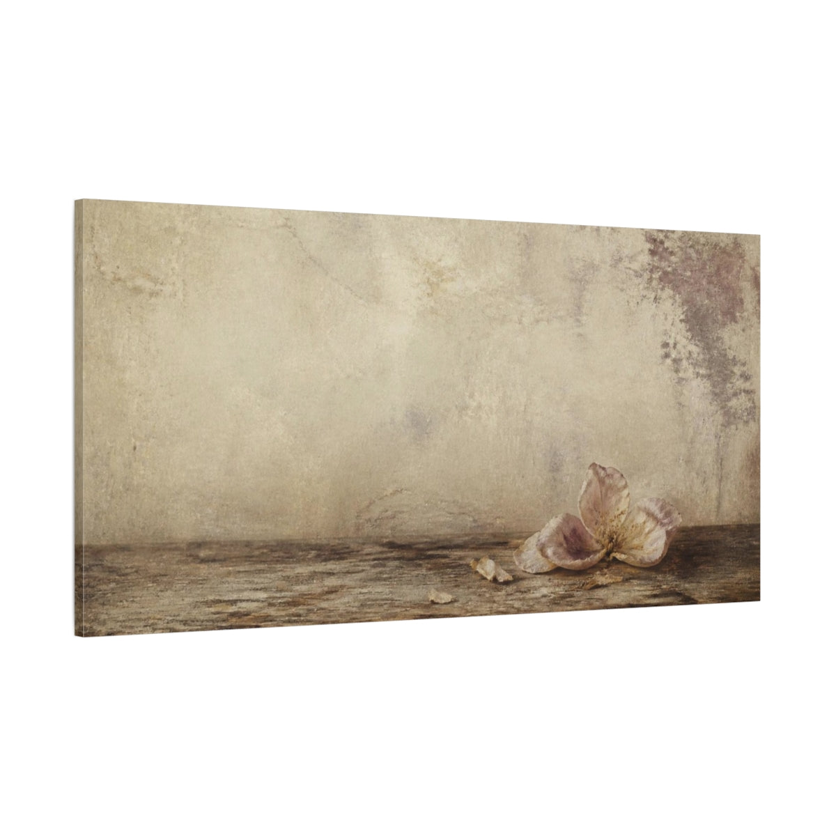 Side Mockup 2. Wabi Sabi Fallen Blossom shown as canvas print
