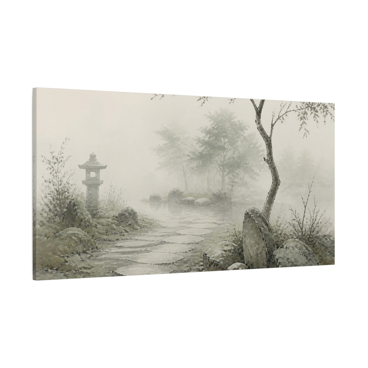 Side Mockup 2. Wabi Sabi Garden Path shown as canvas print