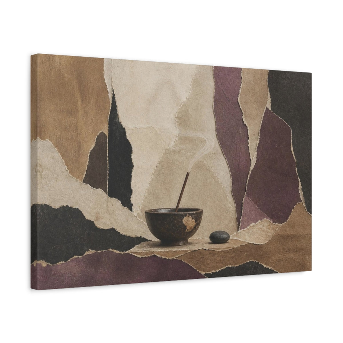 Side Mockup 3. Wabi Sabi Incense Bowl shown as canvas print