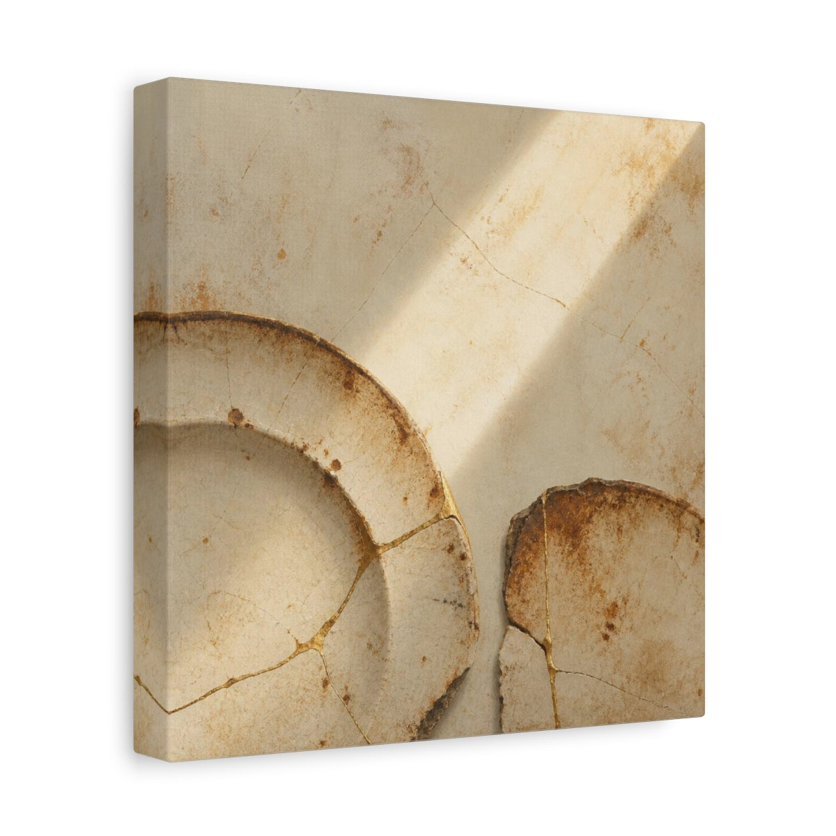Side Mockup 9. Wabi Sabi Kintsugi Plate shown as canvas print