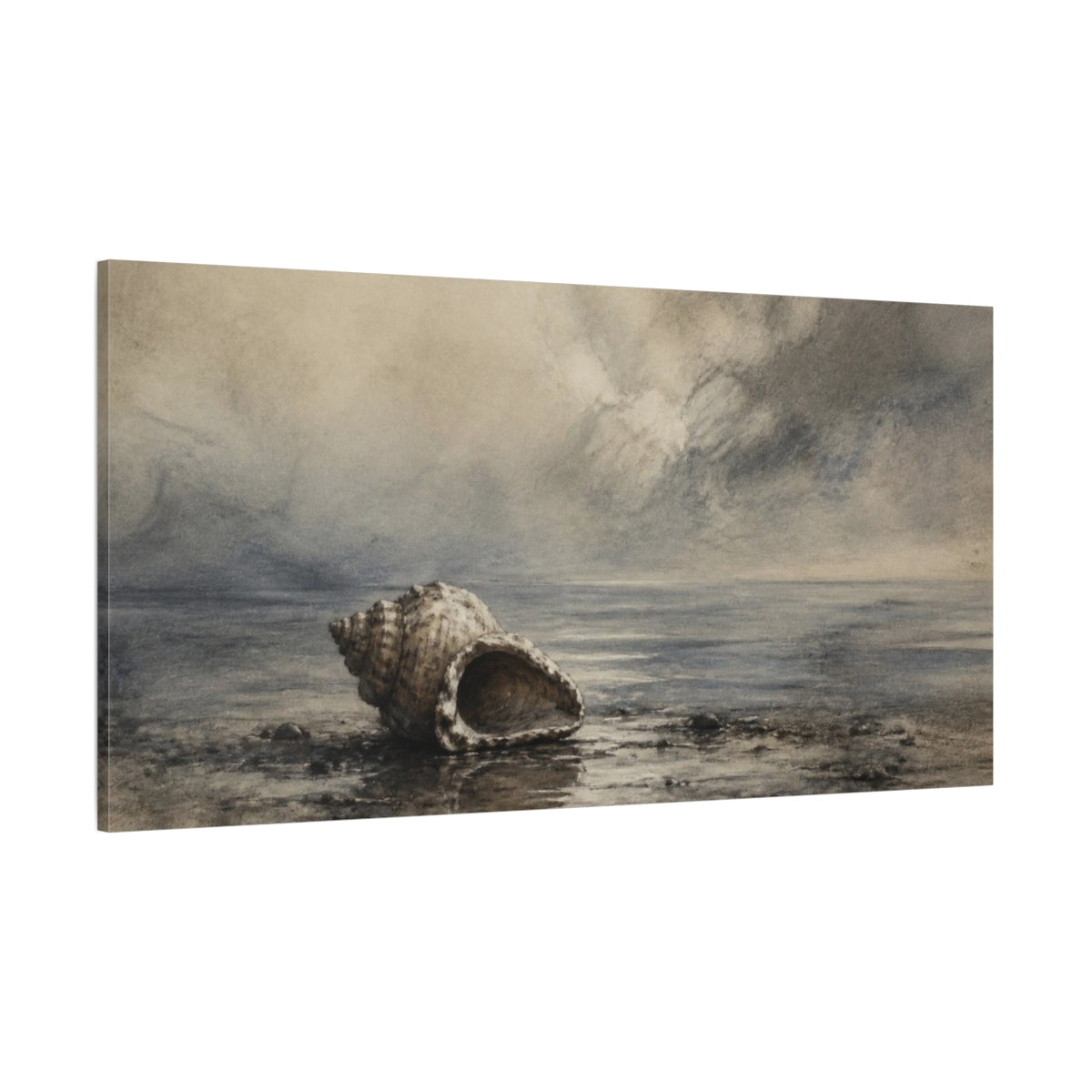 Side Mockup 2. Wabi Sabi Shell Study shown as canvas print