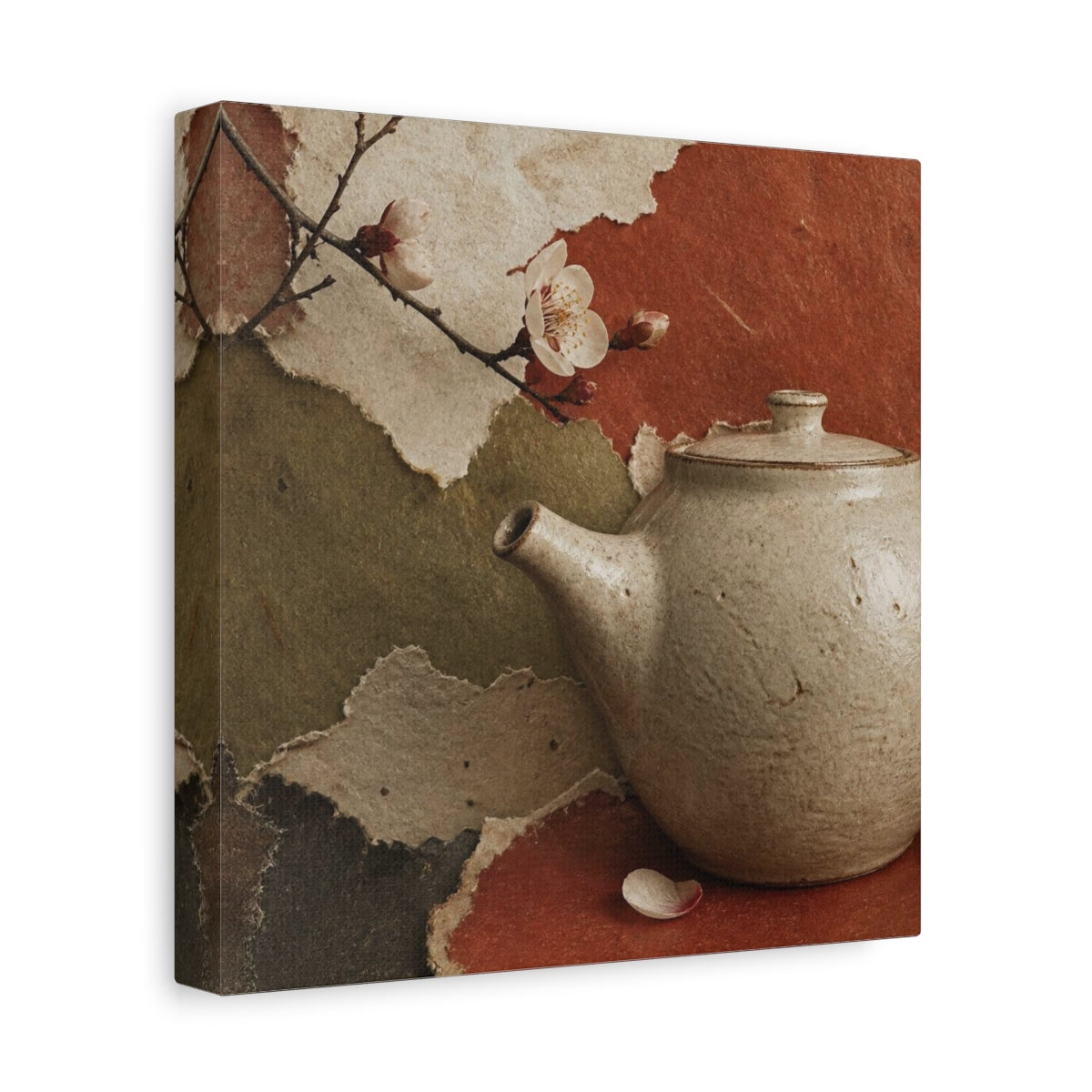 Side Mockup 9. Wabi Sabi Teapot shown as canvas print