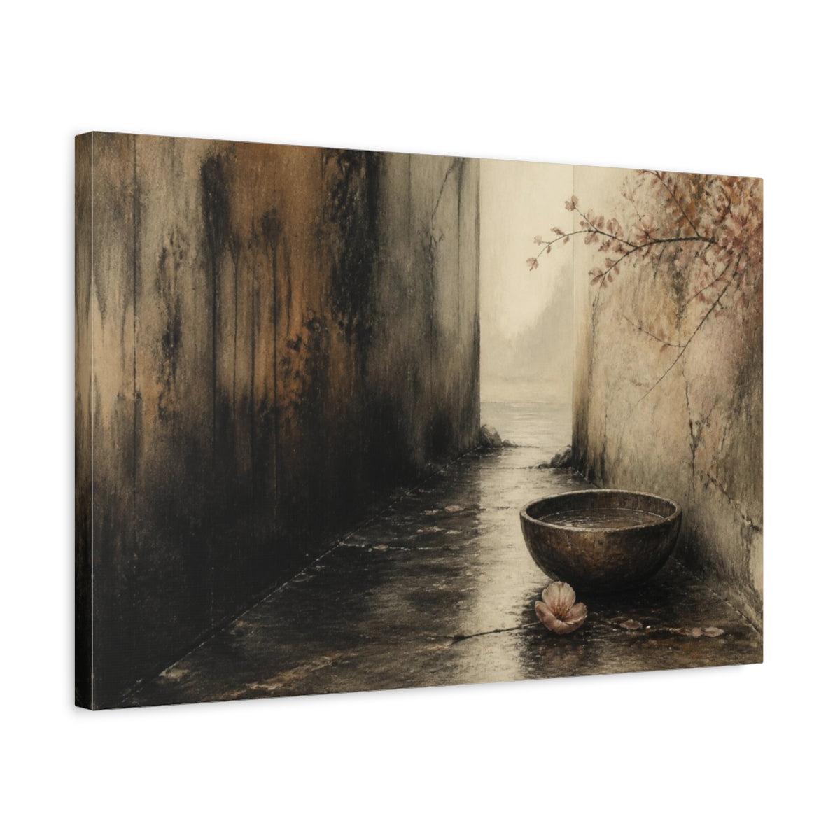 Side Mockup 3. Wabi Sabi Wooden Bowl shown as canvas print