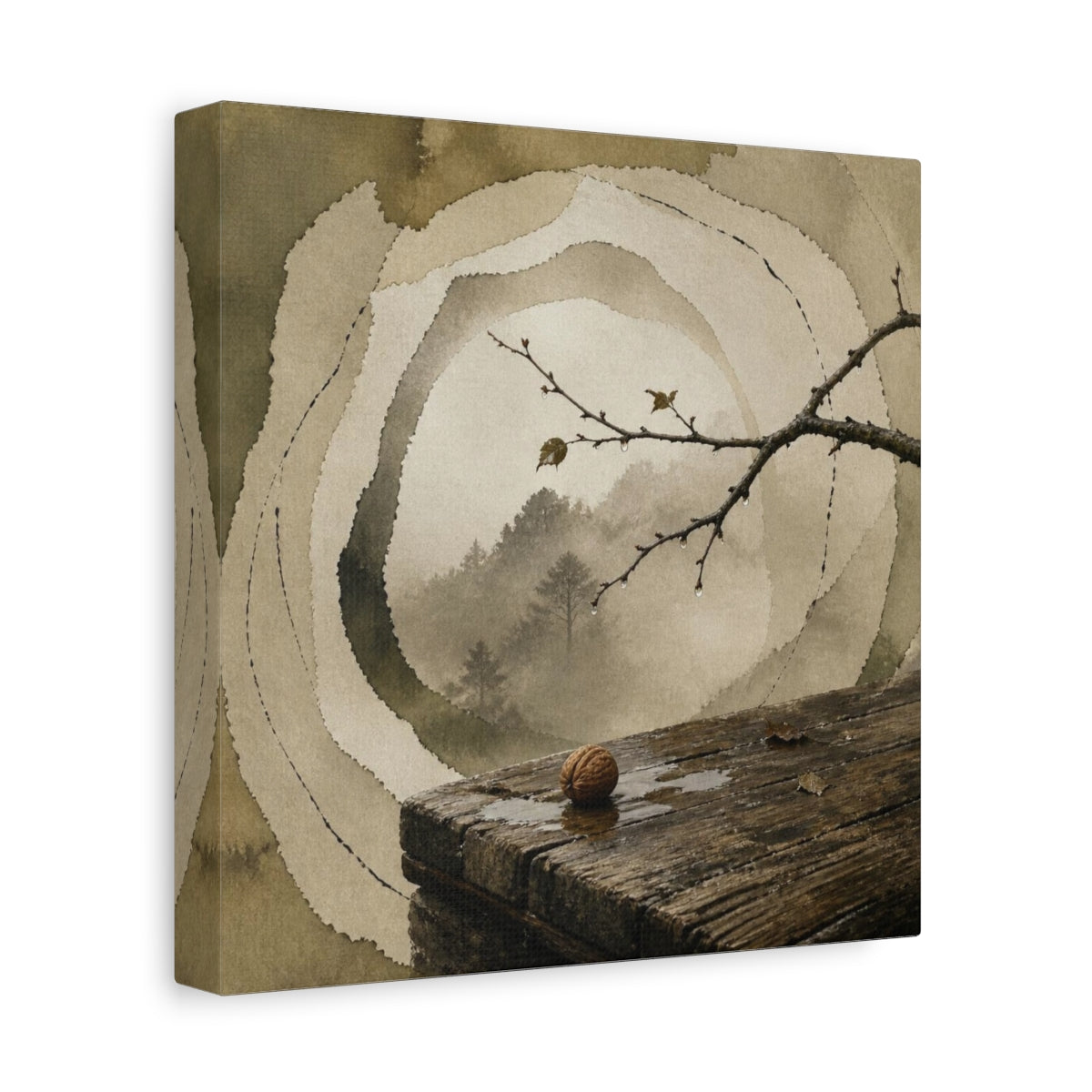 Side Mockup 9. Wabi Sabi Wooden Step shown as canvas print