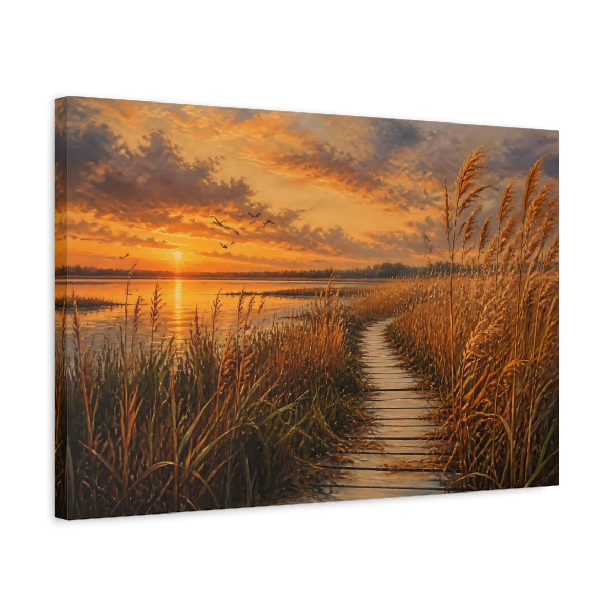 Side Mockup 3. Wetland Path Landscape shown as canvas print