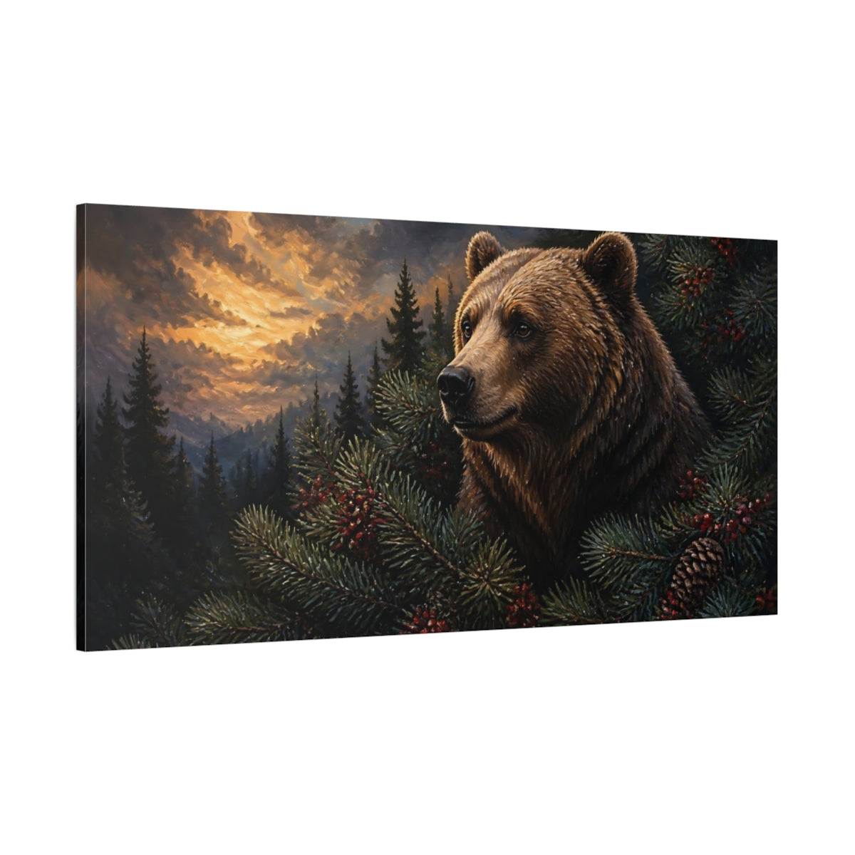 Side Mockup 2. Wild Animals Bear Portrait shown as canvas print