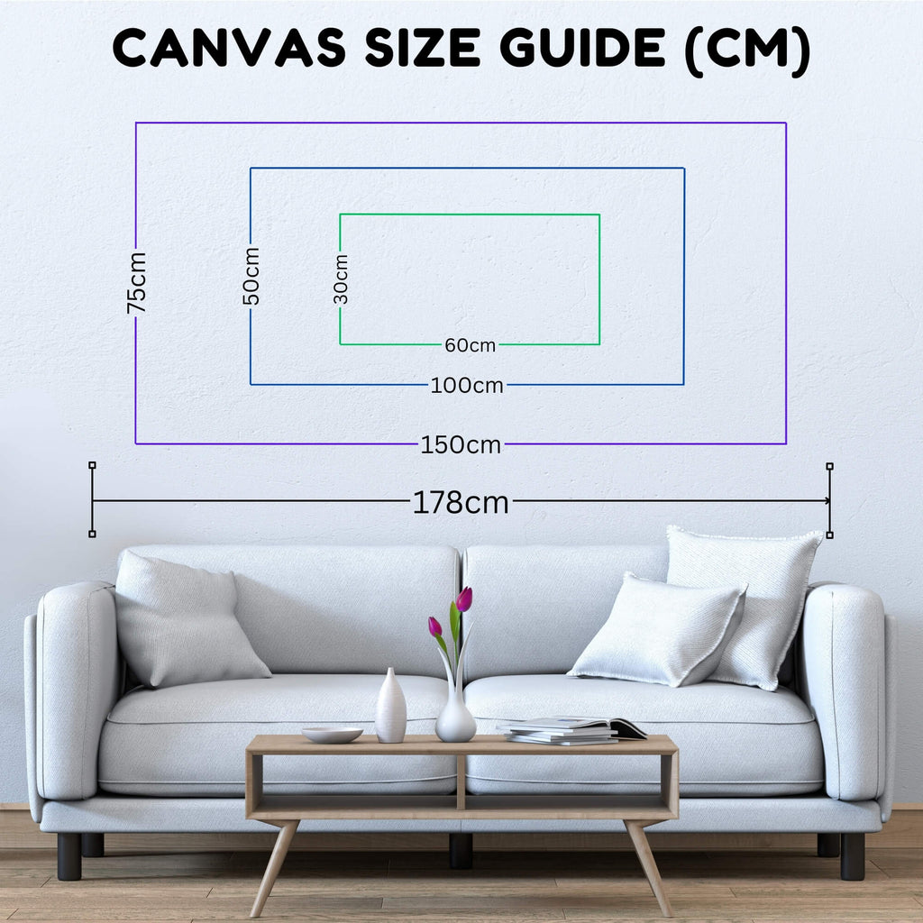Canvas Print size map in centimeters