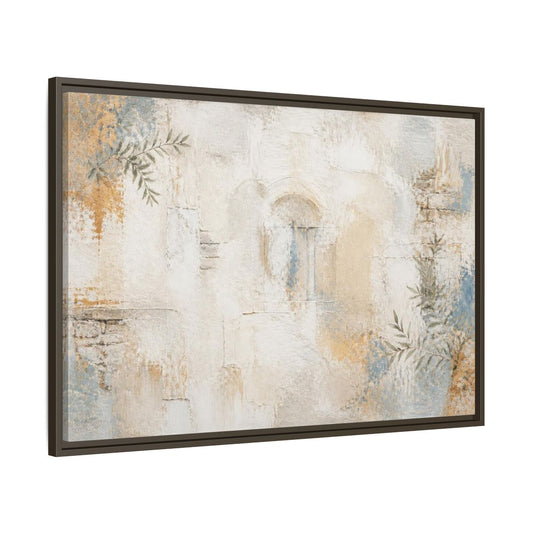 Main Mockup. Abstract Arched Window Whitewash shown as framed canvas print