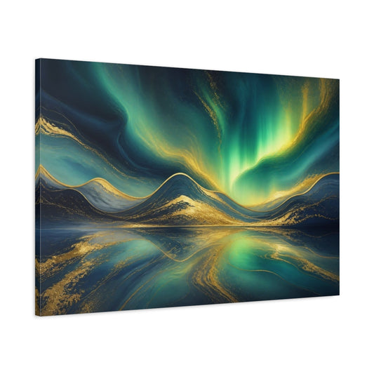 Main Mockup. Abstract Aurora Curve shown as canvas print