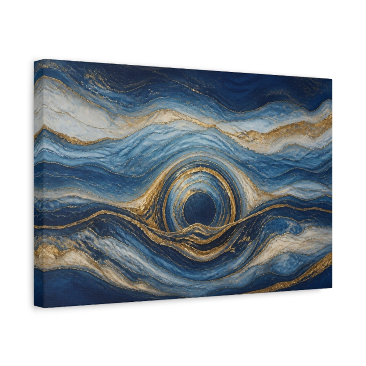 Side Mockup 4. Abstract Blue Circular Portal shown as canvas print