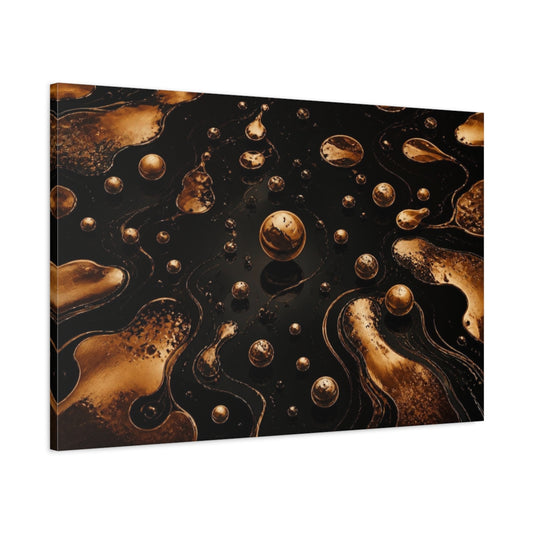 Main Mockup. Abstract Bronze Droplets shown as canvas print