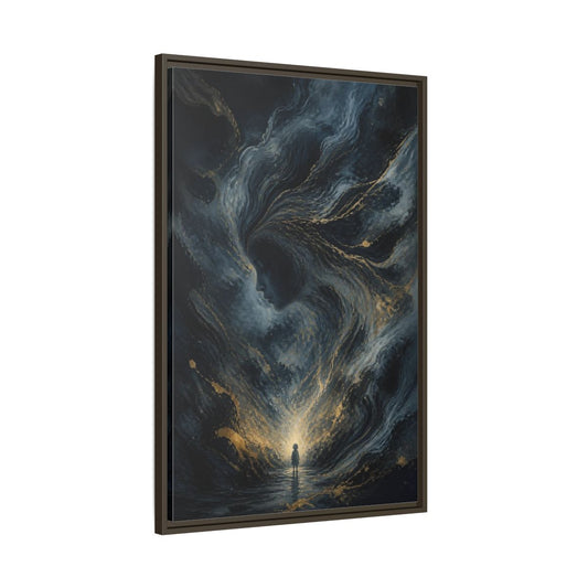 Main Mockup. Abstract Child Silhouette shown as framed canvas print