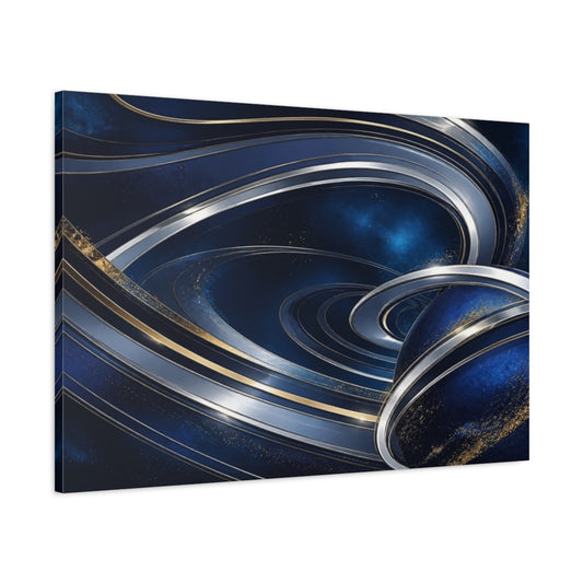 Main Mockup. Abstract Chrome Ring Arcs shown as canvas print