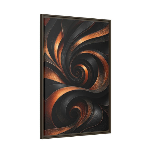 Main Mockup. Abstract Copper Spiral shown as framed canvas print