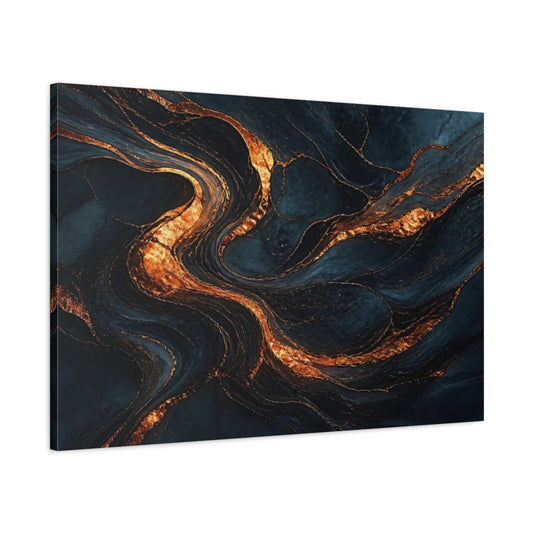 Main Mockup. Abstract Copper Stone Veins shown as canvas print